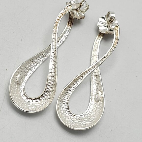 Sterling Silver Infinity Drop Earrings 925 Twisted Design - Picture 3 of 6